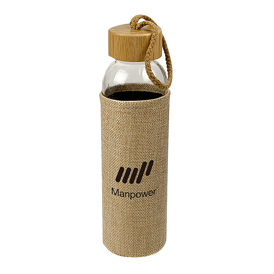 Bamboo and glass bottle with cover