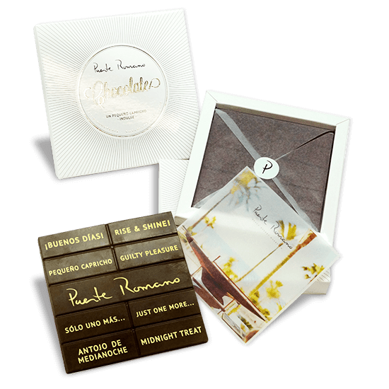 Tablet box with message in chocolate