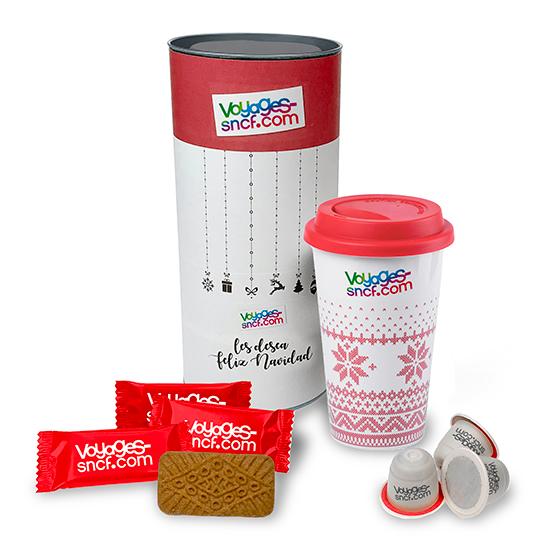 Mug avec capsules de café + biscuits