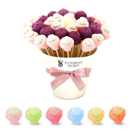 Maceta con flores de marshmallows