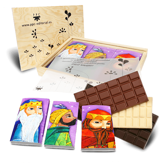 Caja con tres tabletas de chocolate