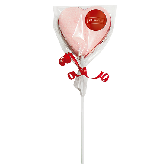 Heart lollipop of marshmallow