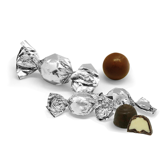 Chocolate ball with 2 laces wrapper
