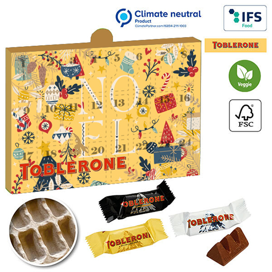 Calendario de Adviento premium ECO 100% biodegradable con mini Toblerones