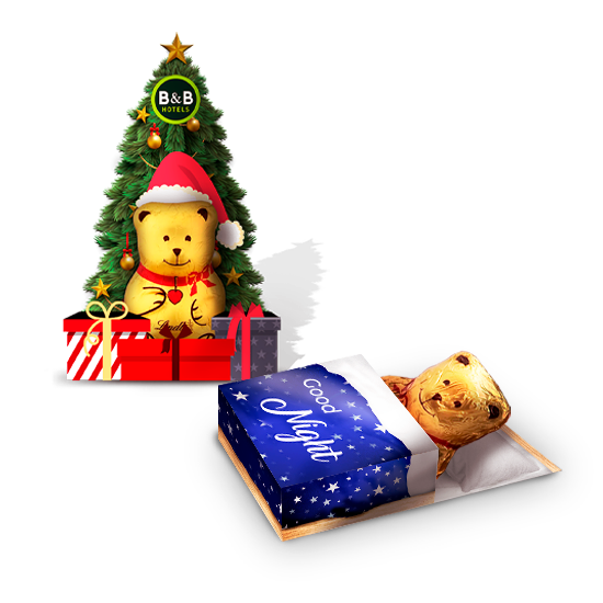 LINDT® BEAR - In cover shaped like a bed, door or fir tree