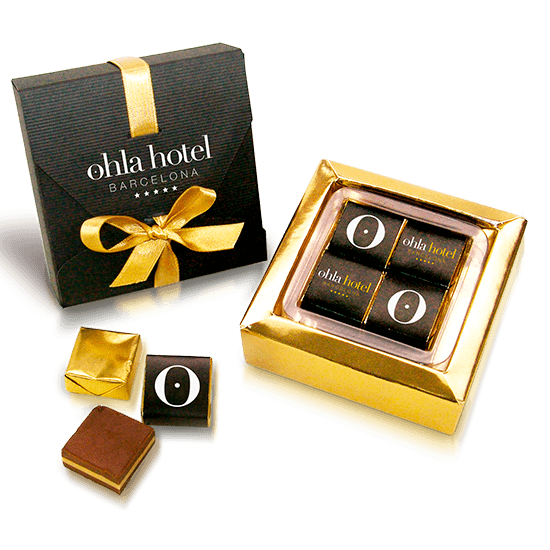 Petite boîte lux de 4 chocolats carrés