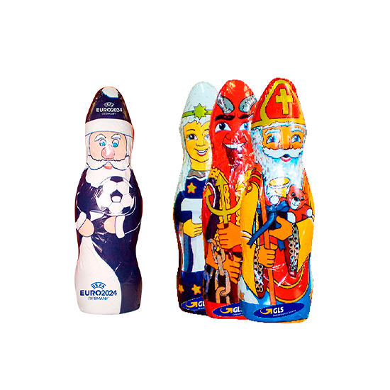 100g chocolate Santa Claus or Three Kings figures with logo
