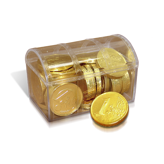 Cofre de plástico con monedas