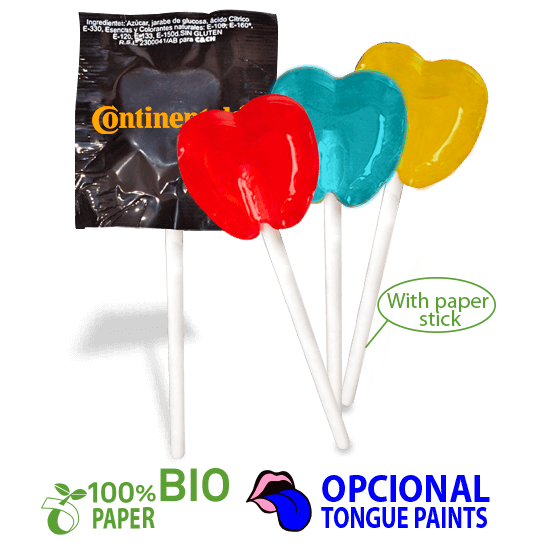 Heart-shaped lollipop with BIODEGRADABLE paper