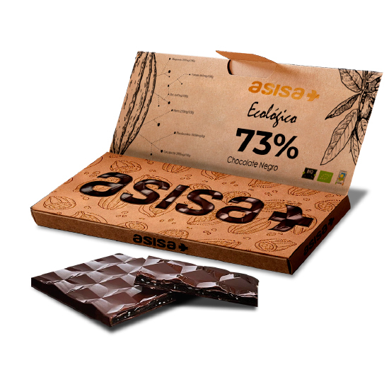 Felicitación con tableta de chocolate 73% eco
