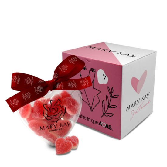 Boîte coeur contenant des gummies en forme de coeur