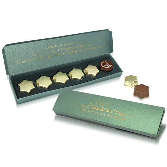 Boîte avec 5 chocolats étoiles