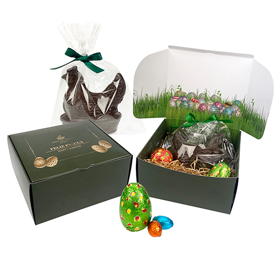 Premium box containing hens and chocolate eggs