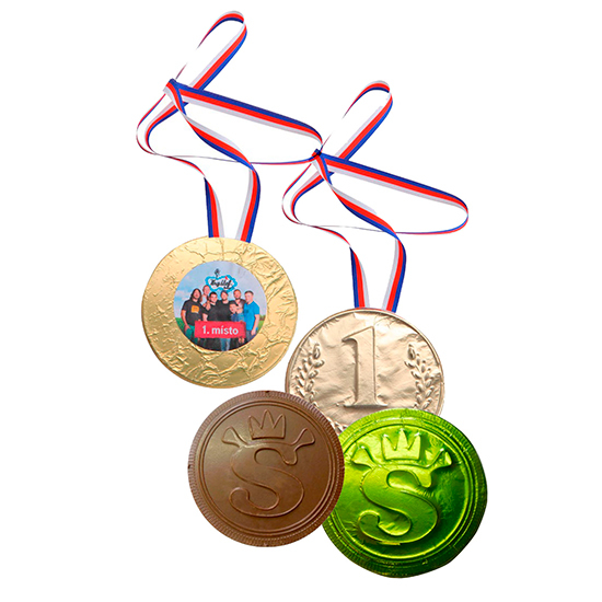 Medallas de chocolate de 40g con cinta