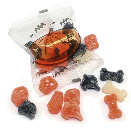 10g bag with Halloween gummies