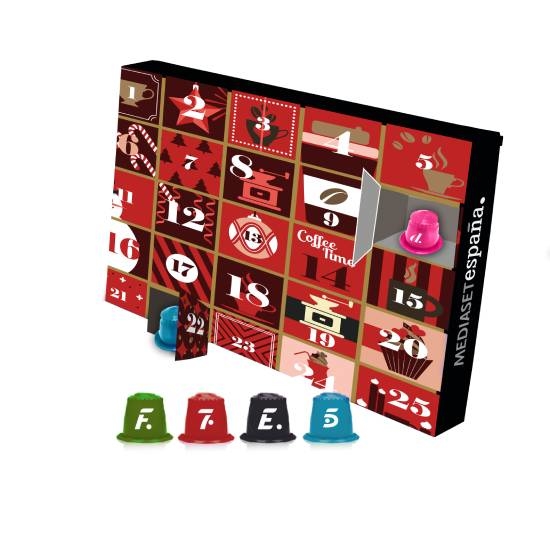 Advent calendar with coffee and tea capsules