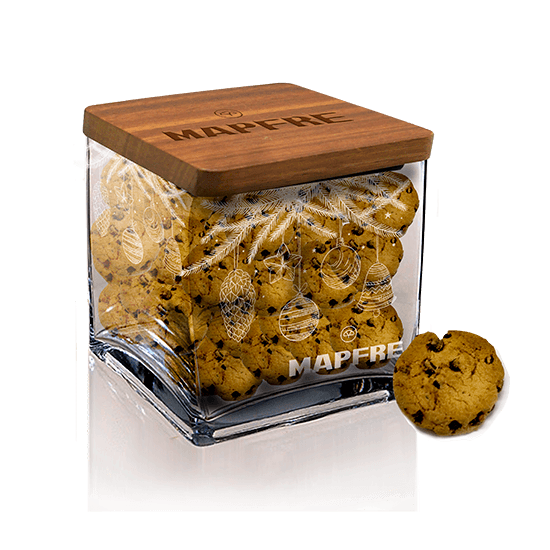 Cristal jar 10x10 cm with mini cookies