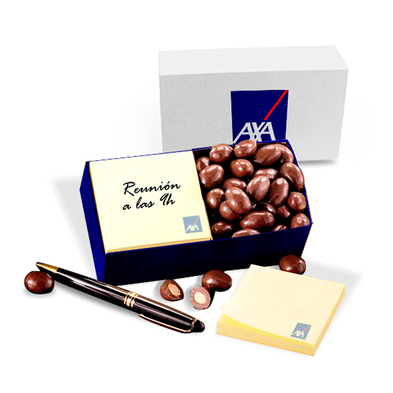 Kit d´amandes au chocolat + bloc-notes Post it®