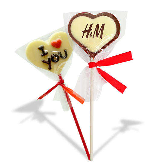 Heart chocolate lollipop with message XL