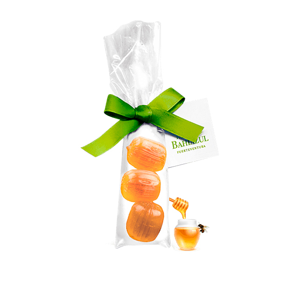 Drawstring bag with honey candies