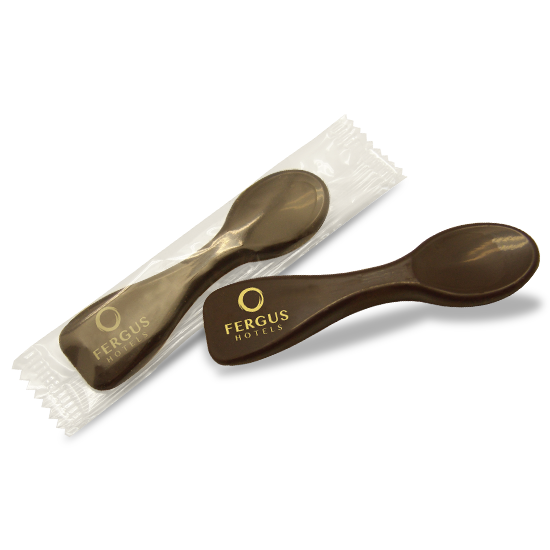 Chocolate spoon packaged in flowpack