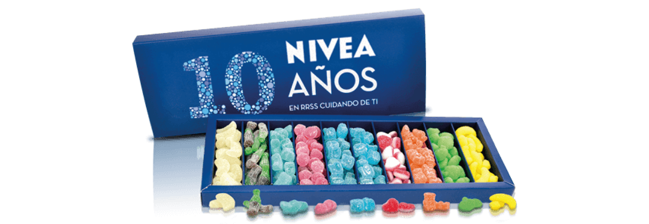 Box containing a mix of candies that can recreate the birthday number