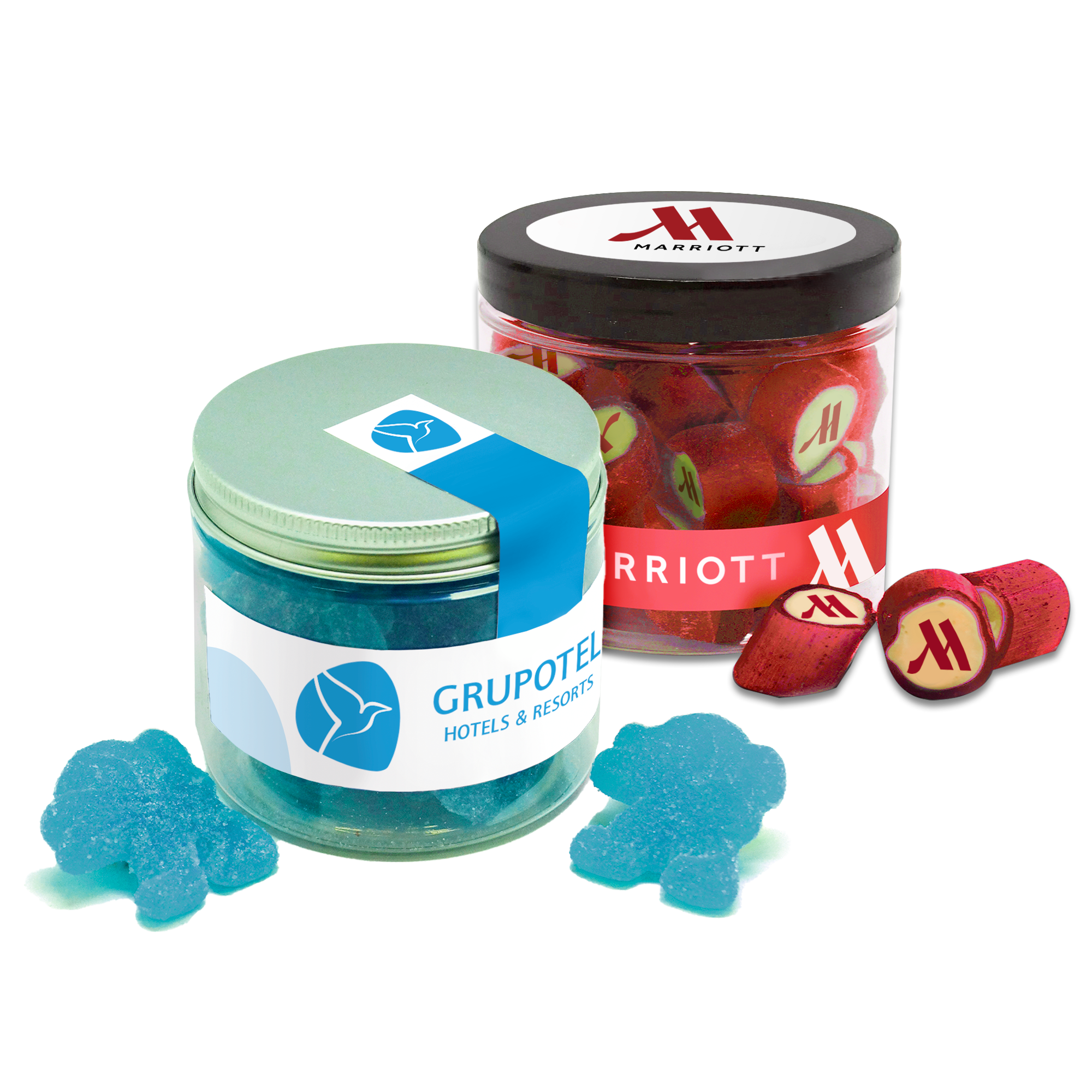 Blue jar with candies
