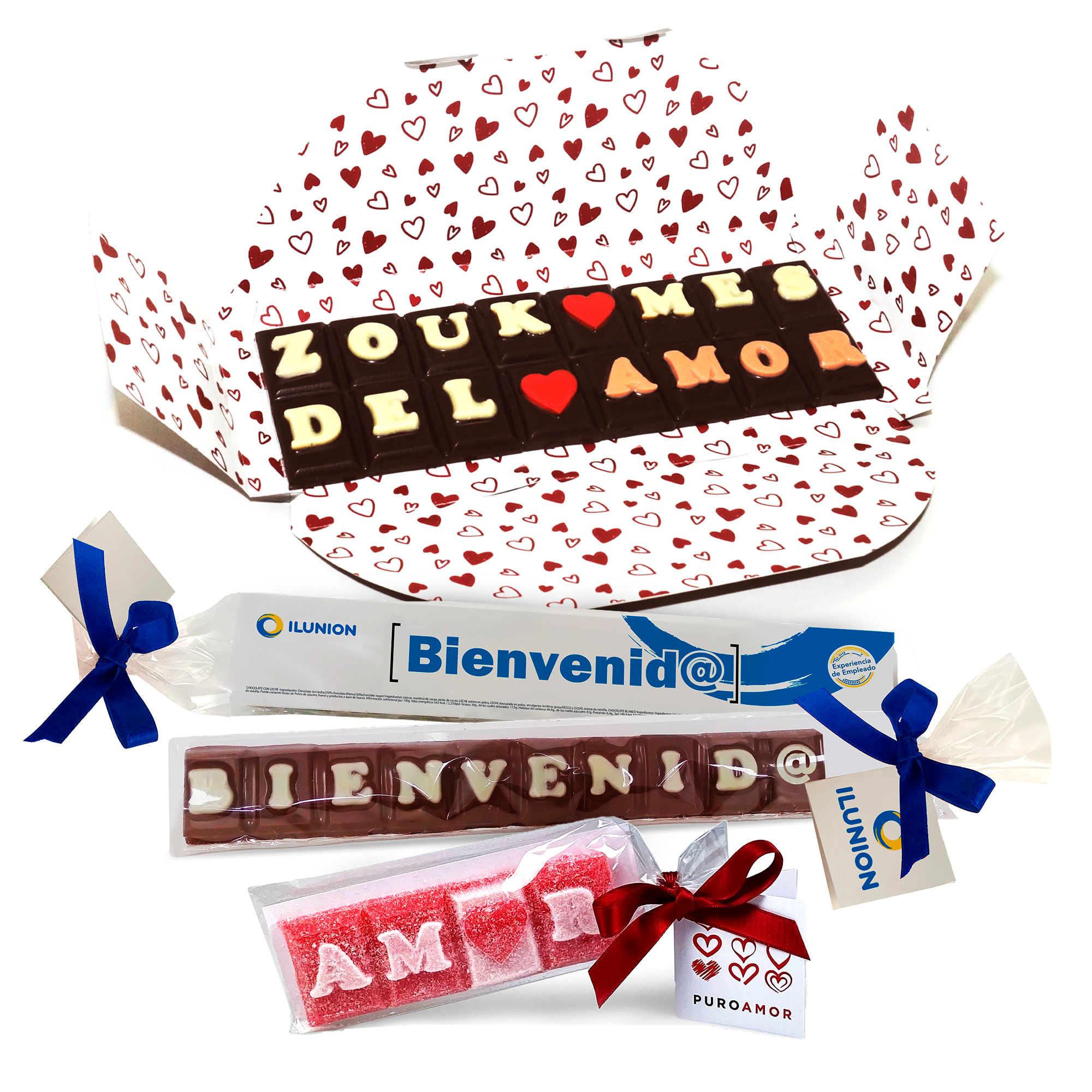 Enveloppe avec 16 lettres de chocolat