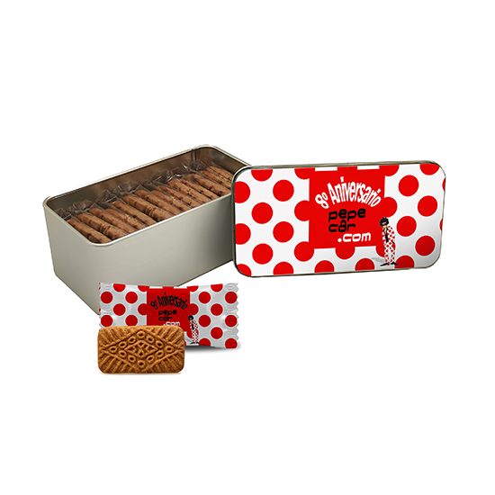 Metal box with 14 Speculoos cookies