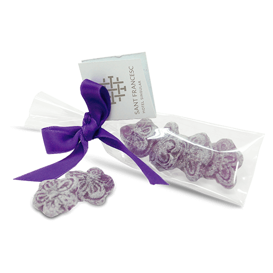 SACHET RUBAN AVEC VIOLETINES 3D