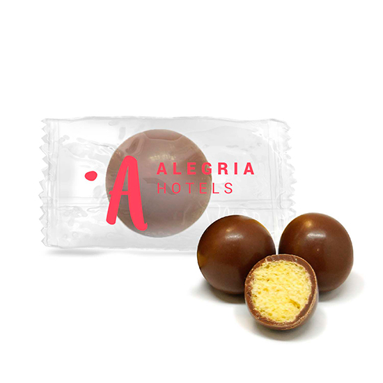 Chocolate ball in flowpack