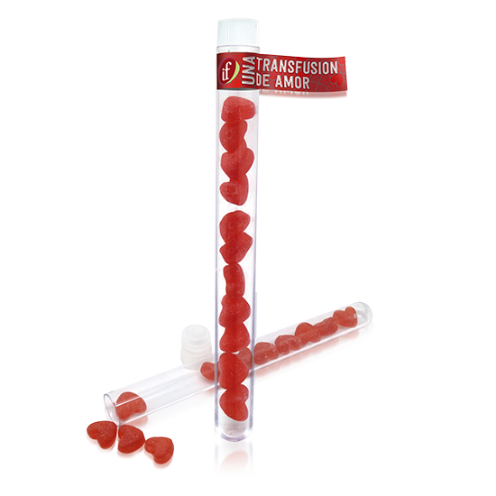 Test tube with candy heart