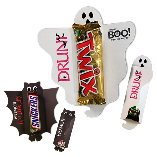 Halloween die-cut triptych with chocolate bar