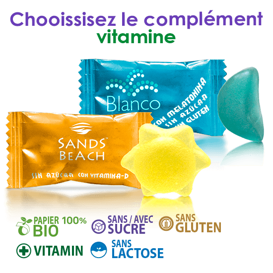 Bonbons vitaminés flow-pack BIODÉGRADABLE