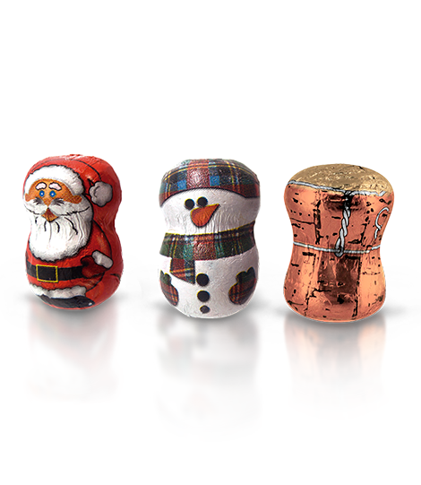 Chocolate with Santa Claus or snowman shape