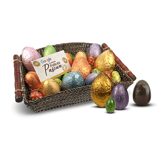 Basket with chocolate eggs