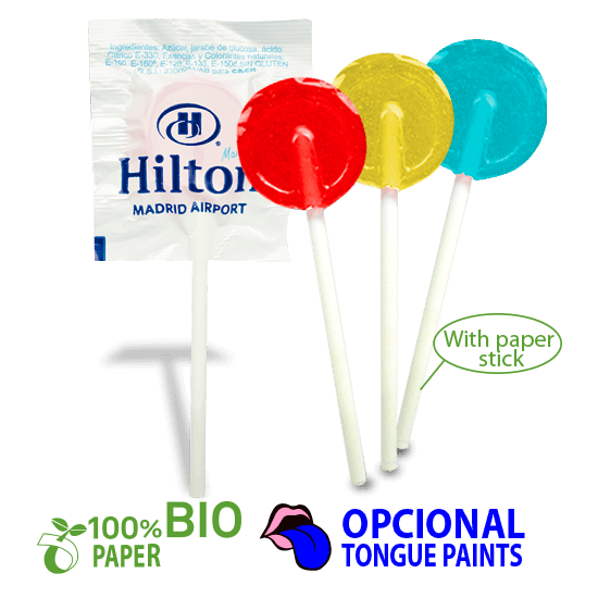 Round lollipop with BIODEGRADABLE paper