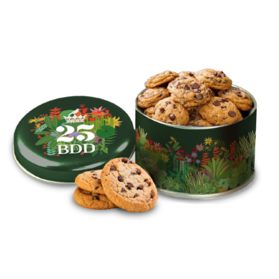 Bote cúpula con 90 gr de mini cookies