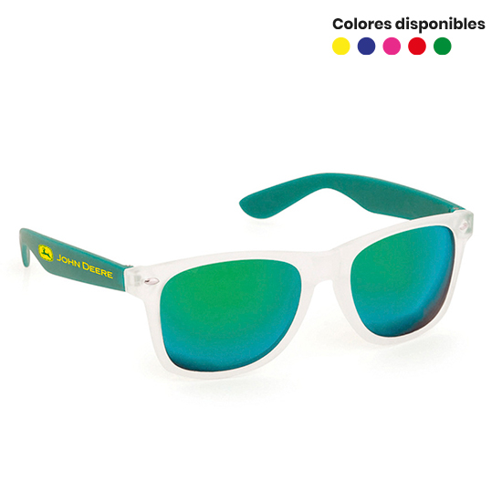 Gafas de sol con patillas translúcidas y lentes espejados a juego
