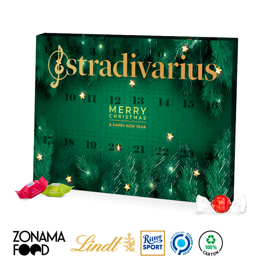 Eco XL Advent Calendar with Lindt chocolates 2 bows