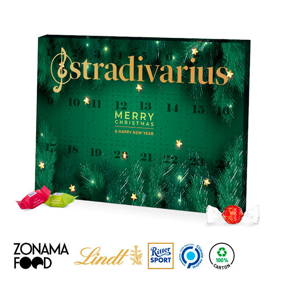 Calendario eco XL de Adviento con bombones Lindt 2 lazos