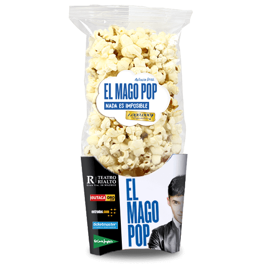 Bag of popcorn with bucket