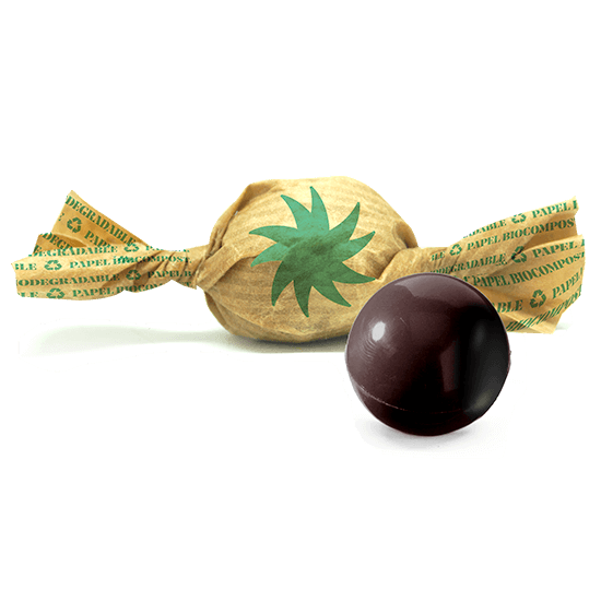 Chocolate ball with two laces