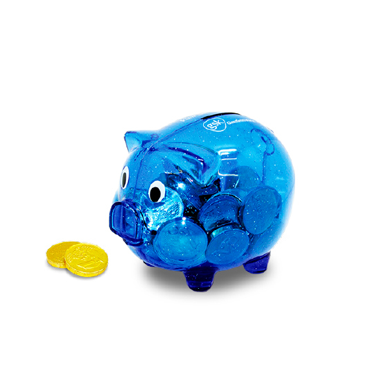 Piggy bank with coins