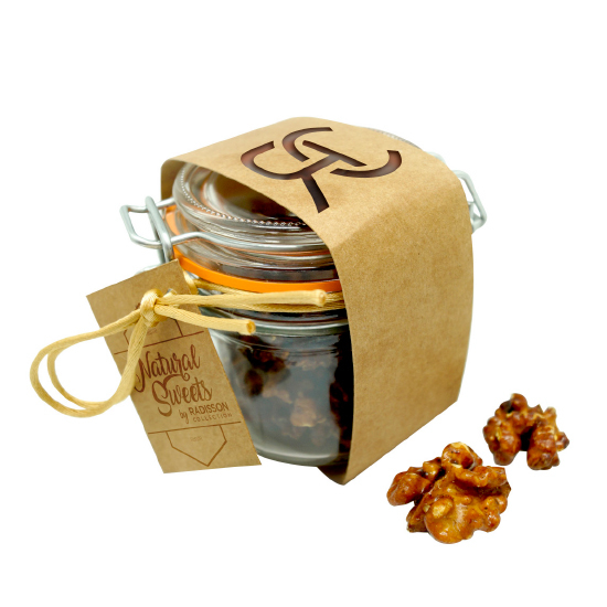 Clip jar with caramelized walnuts